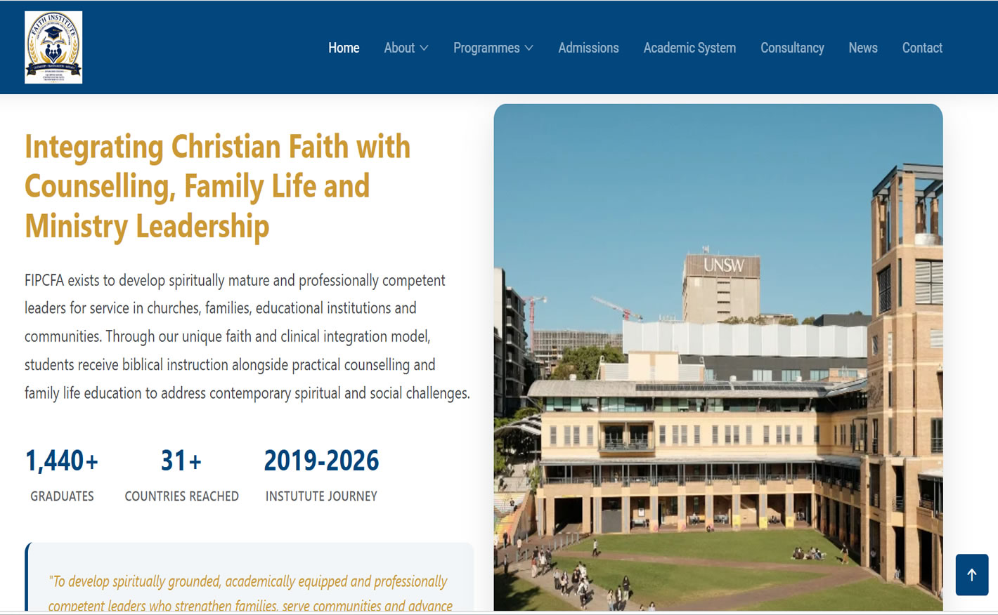 Faith Institute website and learning platform